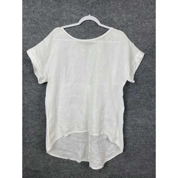 Tero Millennio 100% Linen Top White Women's Medium Boho, Lagon Look - Picture 1 of 13